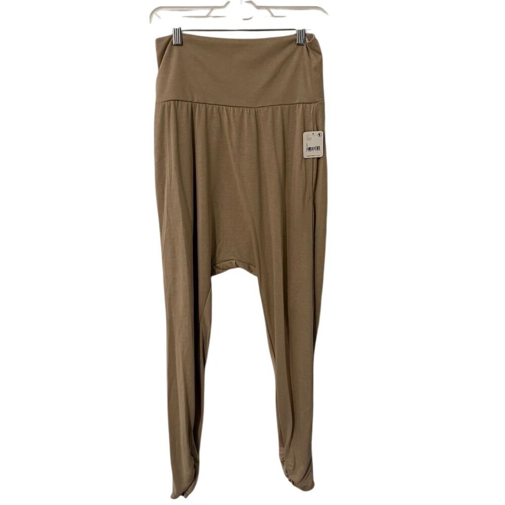 Free People Women's Harem Pants S Tan High Waisted Relaxed Fit Casual